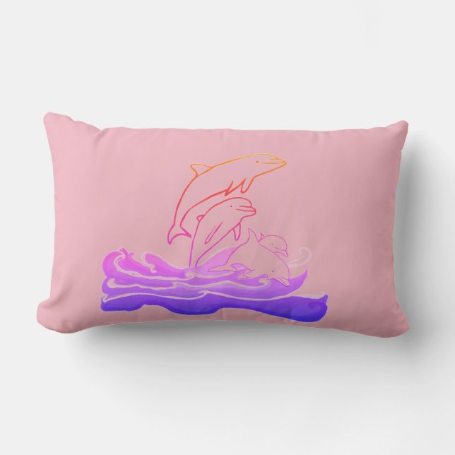Die Delphine Wellen lumbales Kissen 33 x 53 cm (Vorderseite)