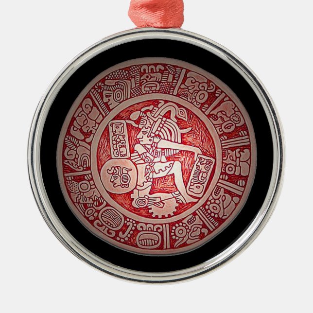 Die deluxe Weihnachtsmayaverzierung Silbernes Ornament (Vorne)