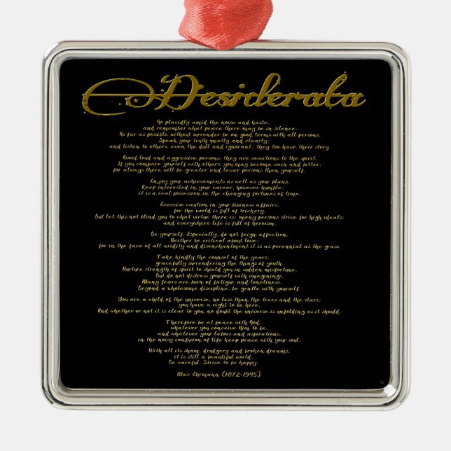 Die Desiderata "Desired Things" Ornament Aus Metall (Vorne)