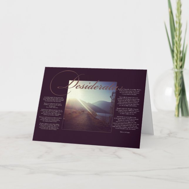 Die Desiderata | Inspirationsgedicht über das Lebe Karte (Vorderseite)