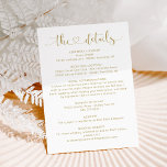 Die Details Gold Heart Script Hochzeitsinformation Begleitkarte<br><div class="desc">Auf der Kapselkarte für Hochzeiten finden Sie "The Details" in modernen Kalligrafieschriften mit niedlichem Herzinfarkt sowie alle Einzelheiten zur Hochzeit, die Sie gerne einschließen möchten. Die Aufnahme kann ganz personalisiert sein, um Ihre Bedürfnisse zu Anzug, und der antike Goldtext und die weiße Hintergrundfarbe können so modifiziert werden, dass sie mit...</div>
