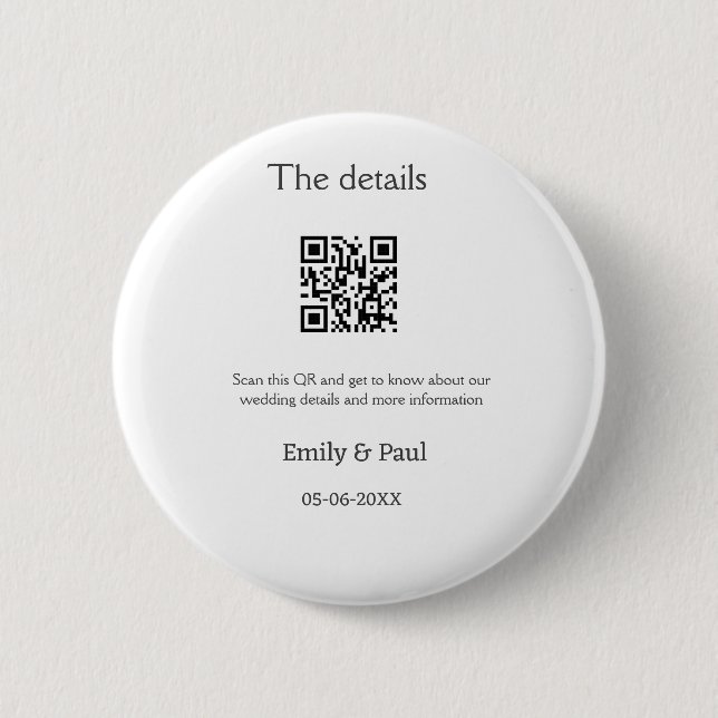 Die Details Hochzeitswebsite scannen QR hinzufügen Button (Vorderseite)