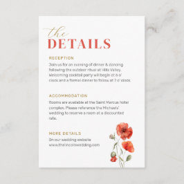 Die Details Mohnblütenhochzeit in der Wildblume Begleitkarte
