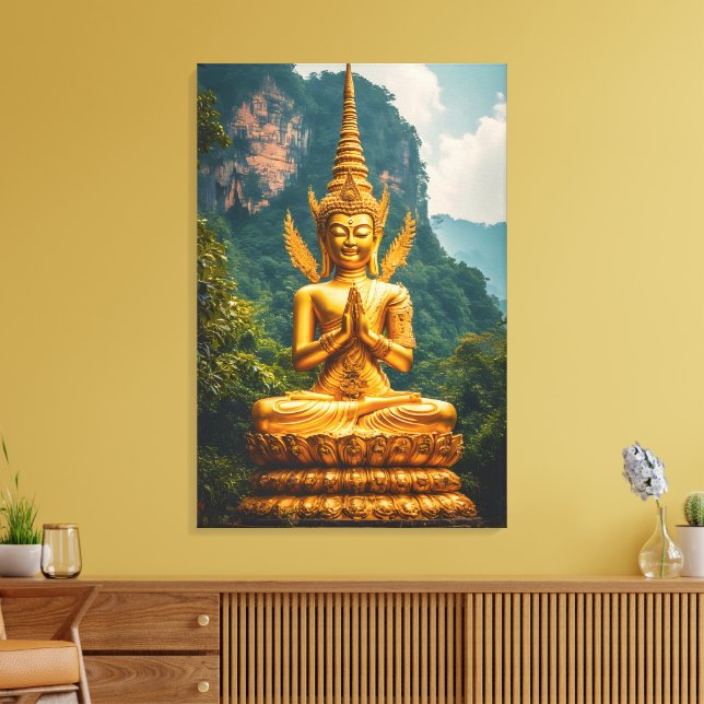 Die Devata im goldenen Licht Leinwanddruck (Insitu (Wohnzimmer))