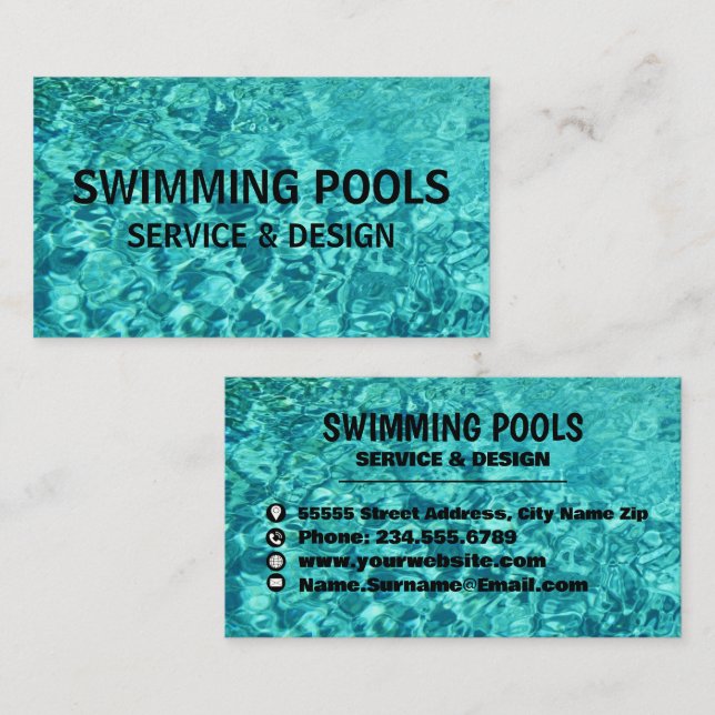 Die Dienstleistungen des Swimmingpools Visitenkarte (Vorne/Hinten)
