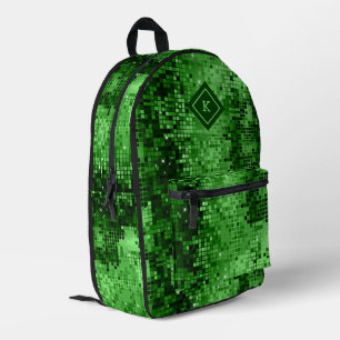 Die Diskothek in Grüntönen spiegelt das Muster des Bedruckter Rucksack