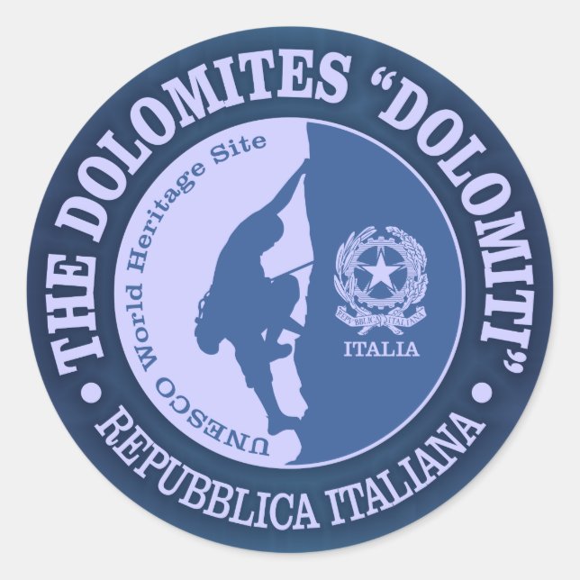 Die Dolomiten (Klettern) Runder Aufkleber (Vorderseite)