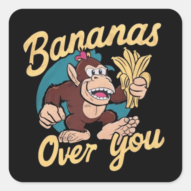 Die Donkey Kong, Bananen über dir Quadratischer Aufkleber (Vorderseite)