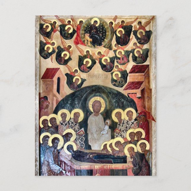 Die Dormition des Theotokos-Ikons Postkarte (Vorderseite)