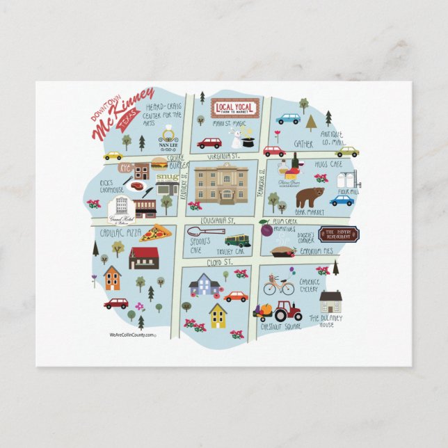Die Downtown McKinney Texas Postkarte (Vorderseite)