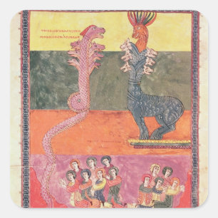 Die Drachen, vom Girona Beatus Quadratischer Aufkleber
