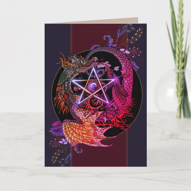 Die Drachenkarte "Selbt sein Jugendstil-Pentagramm Karte (Vorderseite)