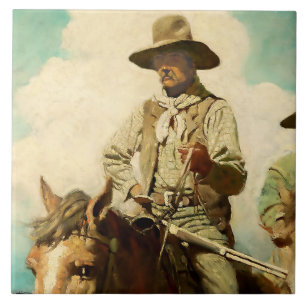 Die drahtige Marshall Western Art von NC Wyeth Fliese