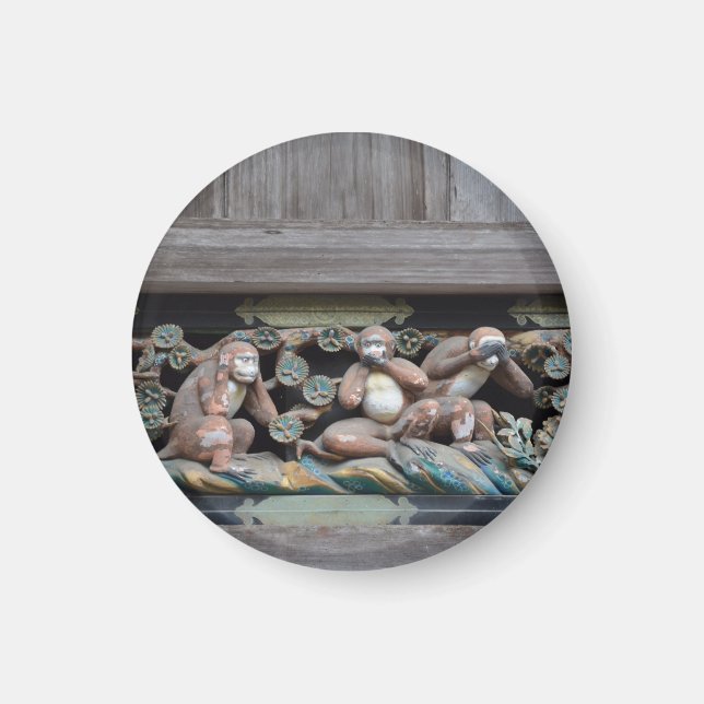 die drei Affen von Nikko - Three wise monkeys Magnet (Vorne)