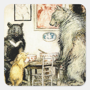 „Die drei Bären“ von Arthur Rackham Quadratischer Aufkleber