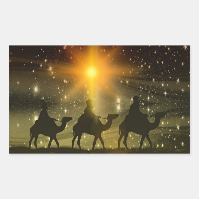 Die drei Weisen religiöse Weihnachtsaufkleber Rechteckiger Aufkleber (Vorderseite)