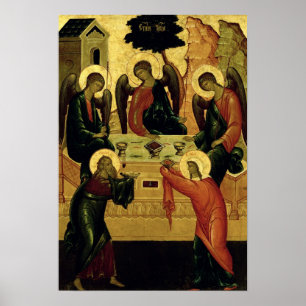 Die Dreifaltigkeit der Heiligen, Novgorod-Schule, Poster