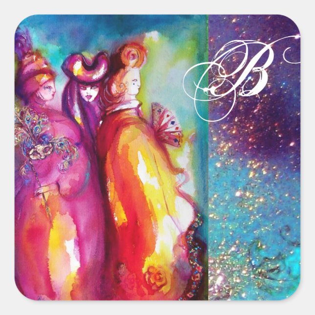 DIE DRITTE MASK , Monogramm Quadratischer Aufkleber (Vorderseite)