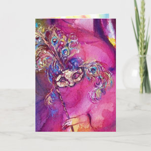 DIE DRITTE MASKE / VENEZIANISCHE MASQUREADE, rosa Karte