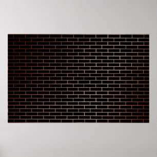 Die dunkelschwarze Ziegelwand hat eine raue Oberfl Poster