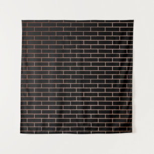 Die dunkelschwarze Ziegelwand hat eine raue Oberfl Wandteppich