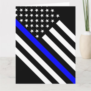 Die dünne blaue Linie Schwarz-Weiß-US-Flagge Karte