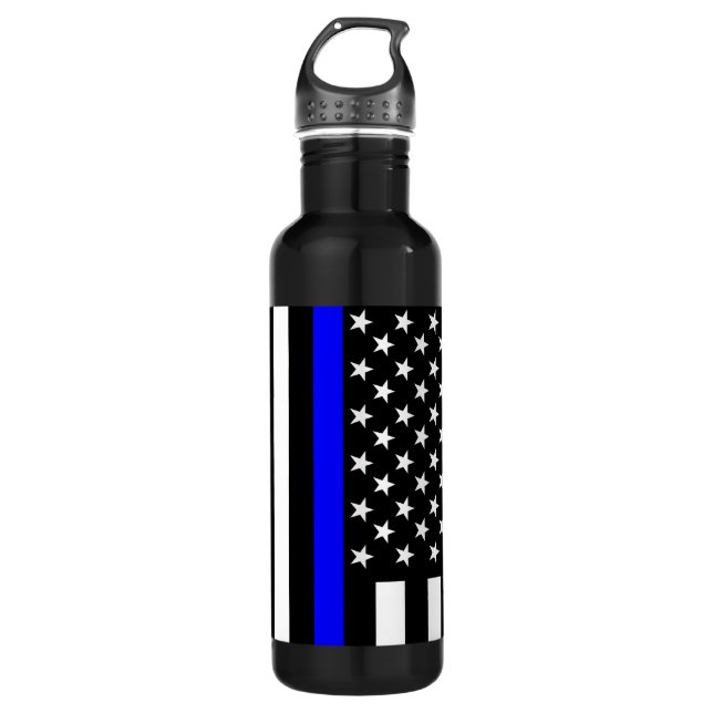 Die dünne Blue Line-amerikanische Flagge Edelstahlflasche (Vorderseite)