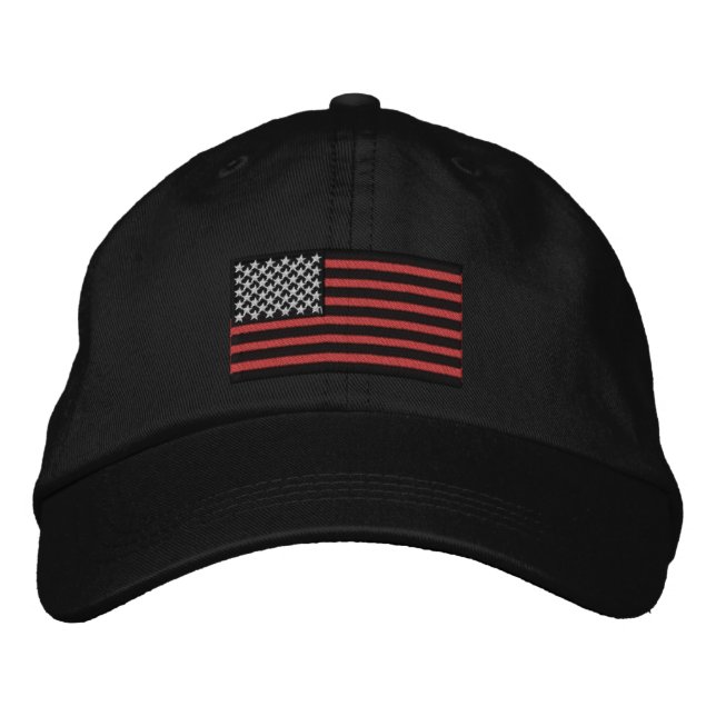 Die dünnen roten Linien Amerikaner Bestickte Baseballkappe (Vorderseite)