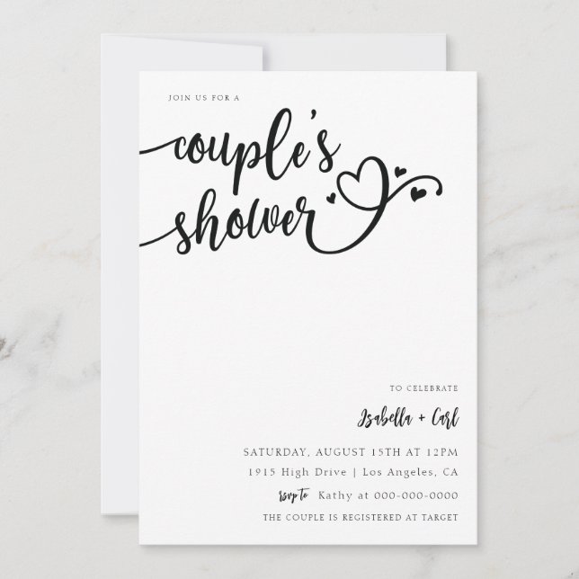 Die Dusche von Hearts Couple Einladung (Vorderseite)