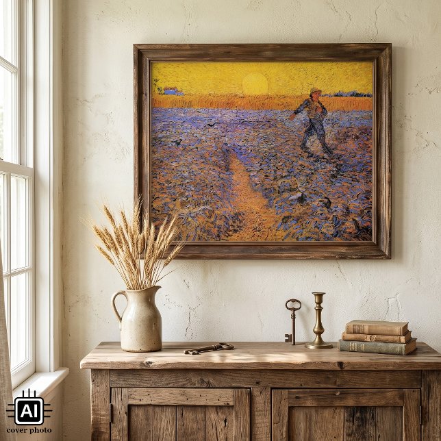 Die Dusche von Vincent van Gogh Poster (The Sower by Vincent van Gogh is a vintage fine art post impressionism daily life peasant painting.)
