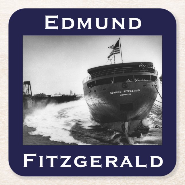 Die Edmund Fitzgerald Rechteckiger Pappuntersetzer (Vorderseite)