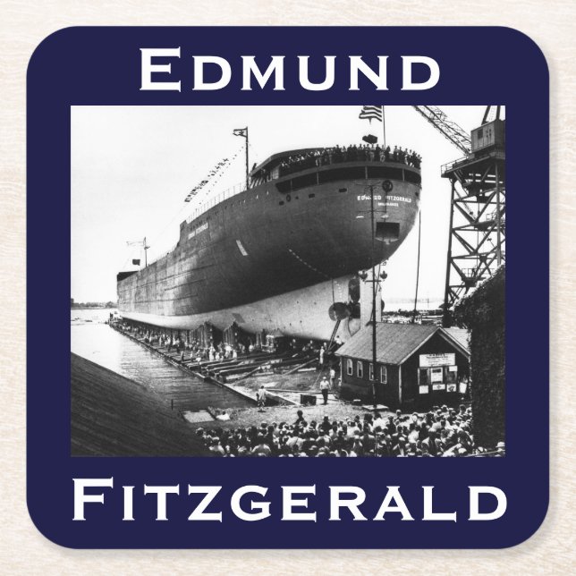 Die Edmund Fitzgerald Rechteckiger Pappuntersetzer (Vorderseite)