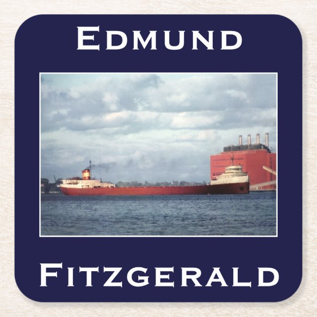 Die Edmund Fitzgerald Rechteckiger Pappuntersetzer (Vorderseite)