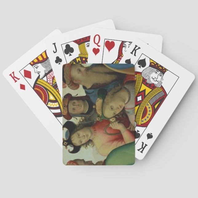 Die Ehe der Jungfrau, das Detail der Koffer, Spielkarten (Rückseite)
