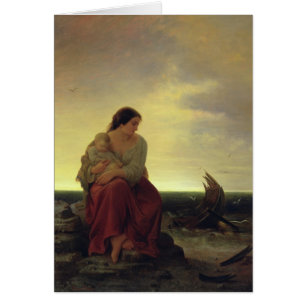 Die Ehefrau des Fischers, die auf dem Strand