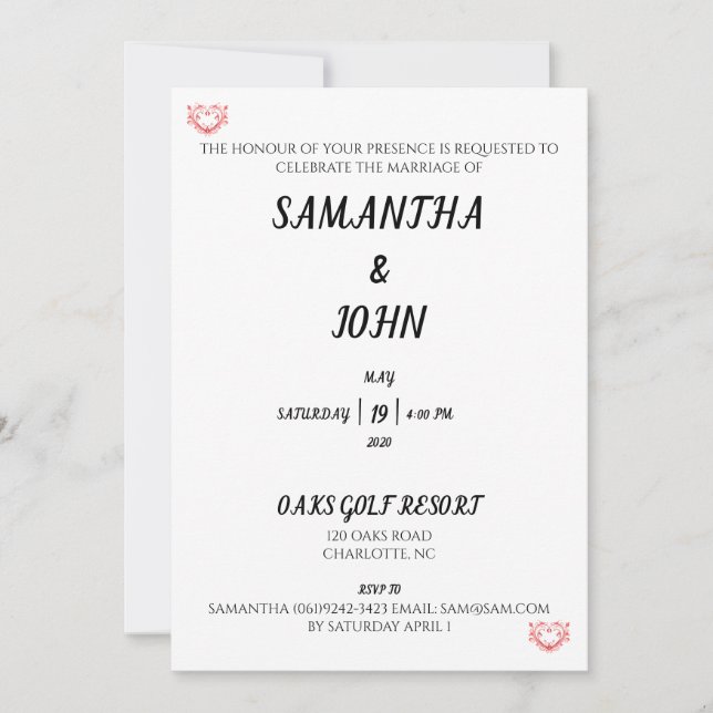 Die Ehre deiner Gegenwart Einladung (Vorderseite)