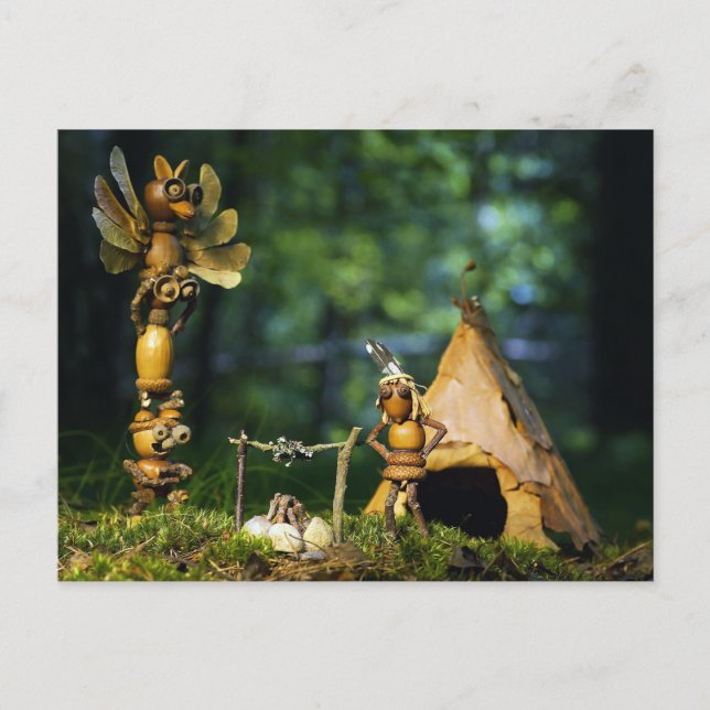 Die Eichelfen spielen Inder. Summer Camping Postkarte (Vorderseite)