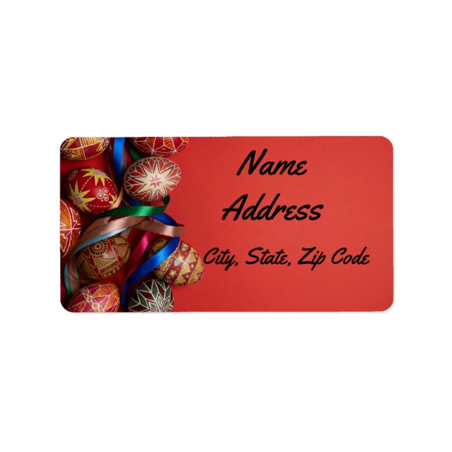 Die Eier auf rotem Hintergrund Adressaufkleber (Vorne)