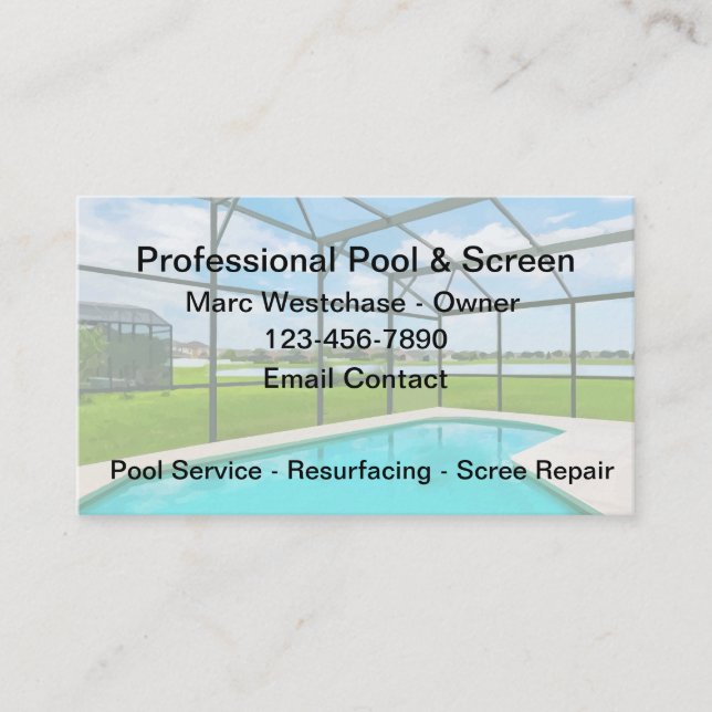 Die einfache Reparatur des Swimmingpools Visitenkarte (Vorderseite)