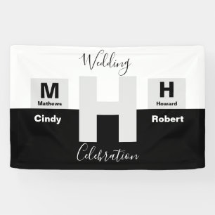 Die einfache Schwarz-Weiß-Hochzeit Banner