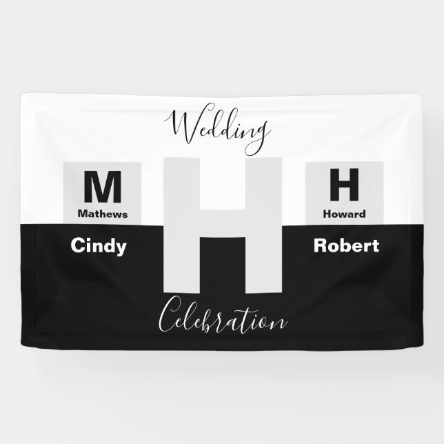 Die einfache Schwarz-Weiß-Hochzeit Banner (Horizontal)