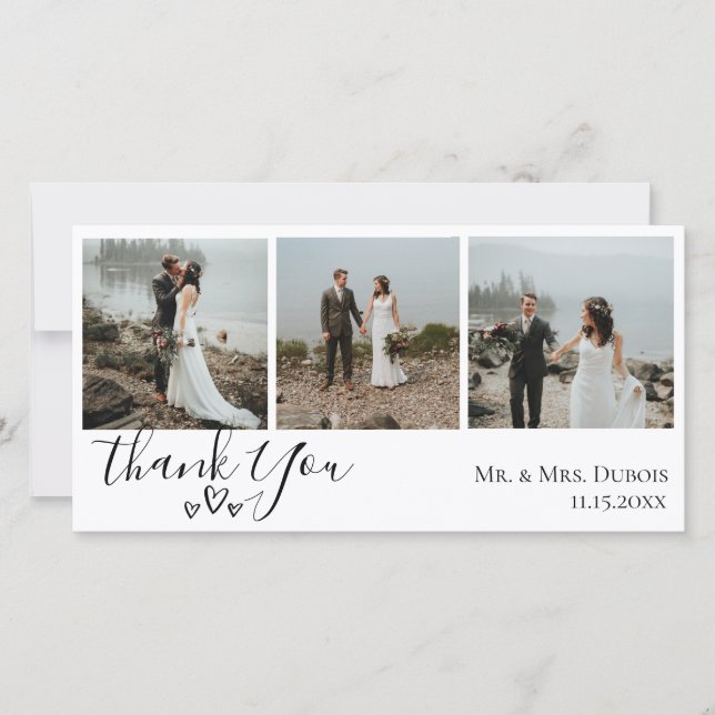 Die einfachen Herzen, die Foto Wedding sind, Dankeskarte (Vorderseite)