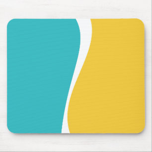Die einfachen Waves 2 in Türkis, Gelb und Weiß Mousepad