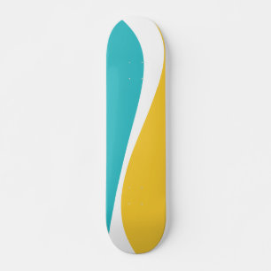 Die einfachen Waves 2 in Türkis, Gelb und Weiß Skateboard