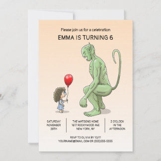 Die Einladung von Mädchen und Troll zum Geburtstag