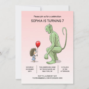 Die Einladung von Mädchen und Troll zum Geburtstag