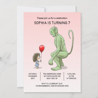 Die Einladung von Mädchen und Troll zum Geburtstag