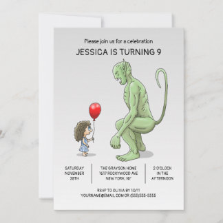 Die Einladung von Mädchen und Troll zum Geburtstag
