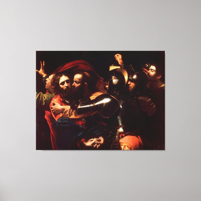 Die Einnahme Christi durch Caravaggio (1602) Leinwanddruck (Vorderseite)