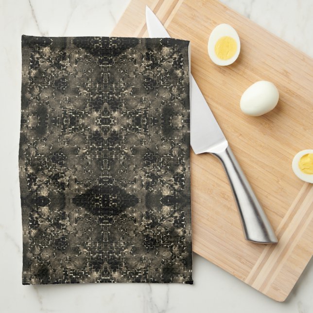 Die Einrichtung ist in sanften, klassischen Beiget Geschirrtuch (Viertel Falte)